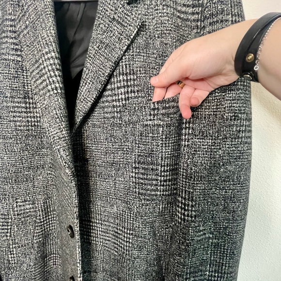 Boss Men's Block Plaid Wool Top Coat - 42 Regular - Picture 8 of 12